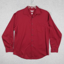 Van Heusen Men&#39;s Dress Shirt Luxe Sateen Long Sleeve Red Size 17 Fitted - £8.26 GBP