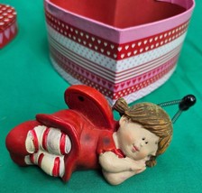 Ladybug Cherub Angel Figurine Im Heart Shaped Box Valentines Day Gift - £8.77 GBP