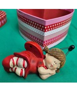 Ladybug Cherub Angel Figurine Im Heart Shaped Box Valentines Day Gift - €8,41 EUR