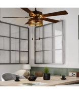 52&quot;W Oil-Rubbed Bronze w/ Gold and Black Metal Ceiling Fan - $247.38