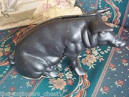 Black cast iron pig piggybank door stop ORIGINAL - £95.19 GBP