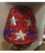 Sequin Baseball cap hat Patriotic stars red blue silver - $595.61 MXN