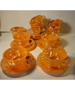 9 sets of Cups &amp; Saucers Fire King Peach Luster - $1,128.66 MXN