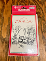 Vintage Christmas party invitation cards old fashion country scene never... - €17,09 EUR