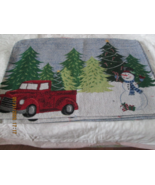 Tapestry Placemats 13&quot; x 19&quot; Home Decor Christmas/ Red Truck Snowman Tre... - $27.41 CAD