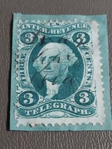 1869 United States Internal Revenue Telegraph 3 Cent Stamp R19a Used On Paper - £9.74 GBP