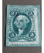 1869 United States Internal Revenue Telegraph 3 Cent Stamp R19a Used On ... - £9.58 GBP