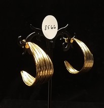 Vintage Gold Tone Half Hoop Earrings for Pierced Ears - £10.17 GBP