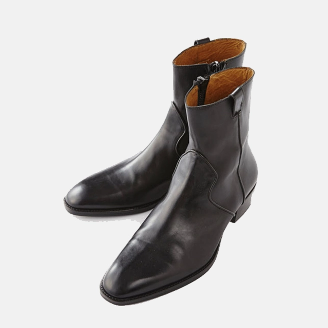 New Handmade Black Leather High Ankle Side Zipper Boots For Mens - $149.99+