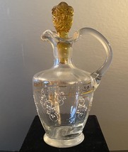 Hand Blown Patterned Cruet With Amber Grapes Stopper - 1950&#39;s - £16.02 GBP