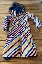 Burton Girl’s Hooded Full zip Stripe Snow Suit Size XS 3/4 White Bx - $59.39