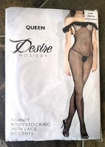 Size Queen Fantasy Lingerie Desire Hosiery Fishnet Body Stocking w/ Open Crotch - £17.19 GBP