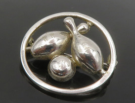 925 Sterling Silver - Vintage Shiny Bowling Ball &amp; Pins Brooch Pin - BP5300 - £22.61 GBP