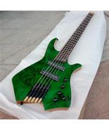 Green 5 Strings Fan Fretted Headless Electric Bass,Ash Body Actived Pick... - $429.00