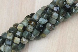 8 inches long strand faceted cat&#39;s eye gemstone cube beads, 6--9 mm, natural bea - £34.04 GBP