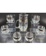 (7) Pc Libbey 8000-3 Pitcher Roly Poly Glasses Set Vintage Silver Band R... - £38.67 GBP