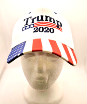 Donald Trump MAGA Hat 2020 white Strapback Cap USA Flag Election Patriot - $8.60