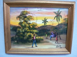 Beautiful Murat St. Vil, Haitian Scene, Acrylic on Board, Signed 1980 9.... - £77.10 GBP