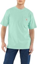 Carhartt Pocket T Shirt Mens S Sea Green Loose Fit Heavyweight LOGO NEW - £19.31 GBP