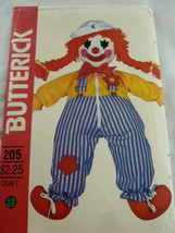Vintage Butterick Pattern 205 Clown cloth rag Doll with Jumpsuit & Sailor Cap - $8.90
