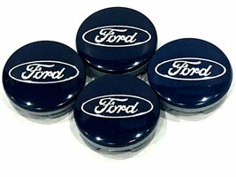 4Pcs, Ford Center Cap 54MM / 2.13" Blue Chrome logo - Focus C-Max Fusion Flex - £15.70 GBP