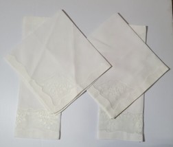 Vintage Cotton White Embroidred Lace Corner Napkin &amp; Place Mat 2 Setting... - £10.21 GBP