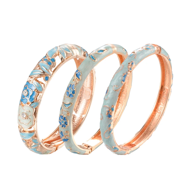 3 Pcs Set Cloisonne Bangles For Women Jewelry Lady Girl Women&#39;s Hand Bracelets F - £26.37 GBP