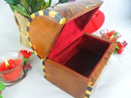 Red velvet lined box, thuya wooden valentine gift box, mexican treasure coffer - £59.71 GBP