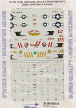 1/72 SuperScale Decals P-38J Lightning 431st 432nd FS 475th FG 72-780 - $14.85