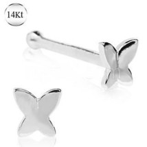 14Kt White Gold Stud Nose Ring with a Butterfly - $38.95