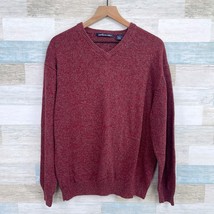 Northern Isles Marled V Neck Sweater Red Vintage Cotton Australia Mens L... - $39.59