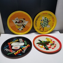Tin Litho 11&quot; Plates Trays Cookout Chef Hamburgers Food Serving Vtg MCM Set of 4 - £36.67 GBP