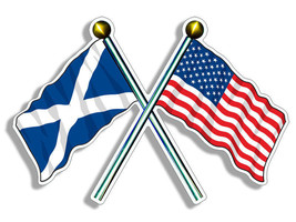 5&quot; crossed poles usa &amp; scotland waving flags bumper sticker decal made in usa - £13.42 GBP