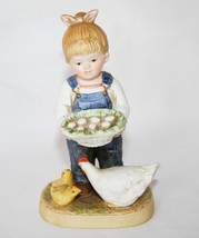 Homco 1985 Denim Days Girl Figurine "Gathering Eggs" #1509 - $10.00