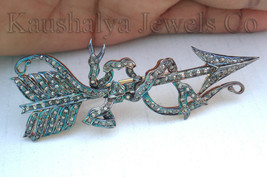 Victorian 3.22ct Rose Cut Diamond Wedding Charming Arrow Brooch Antique Jewelry - £571.13 GBP