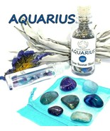 AQUARIUS Zodiac Gift Set - Roller Bottle + Crystals + Incense Astrology ... - £32.85 GBP