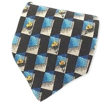 Ermenegildo Zegna Italian Blue Gray Sunflower Men&#39;s Necktie 100% Silk EUC - £25.22 GBP