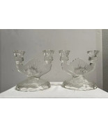 Vintage set of 2 glass candle holders 6 inch high 6 inch wide - $721.56 MXN