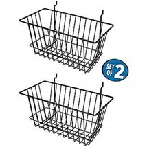 Black Wire Baskets for Slatwall and Gridwall  12&quot; x 6&quot; x 6&quot; (Set of 2) - £17.72 GBP