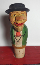 ANRI Bottle Stopper Jaw Dropping Man Kitsch Wooden Carved Animated Vintage Italy - £28.14 GBP