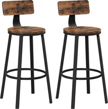 Vasagle Bar Stools Set Of 2, Counter Stools, Bar Chairs With Backrest, S... - £97.27 GBP