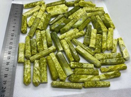 Yellow / Green Serpentine Jade faceted crystal points wands obelisk 66PCs - £86.03 GBP