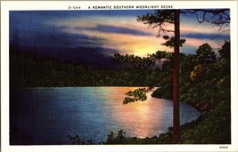 Romantic Southern Moonlight Scene Linen Reflection Asheville Nc Postcard (B6) - £3.81 GBP