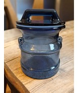 Vintage LE Smith Cobalt Blue Milk Can Glass Canister 8x5.5 - £18.56 GBP
