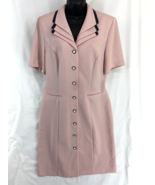 Vintage Danny &amp; Nicole Women Shirt Dress Retro Pink Polka Dot Neck Trim ... - $45.26 CAD