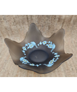 WESTMORELAND GLASS Satin CHOCOLATE BROWN Hand Painted Abstract Shaped Bo... - €24,03 EUR