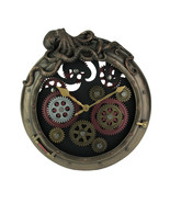 Steampunk Bronze Finish Octopus Porthole Wall Clock With Moving Gears - £140.68 GBP
