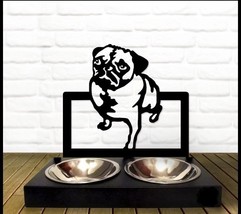 Bowl Stand,Personalized Dog Bowl, Pug Dog Breed,Custom Dog Bowl - £81.01 GBP