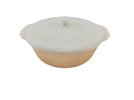 Anchor Hocking Fire King Peach Lustre 2 Quart Round Covered Dish w Lid 448 USA - £9.45 GBP