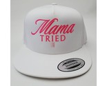 Mama Tried Embroidered Flat Bill Mesh Snapback  Cap Hat White - $27.71